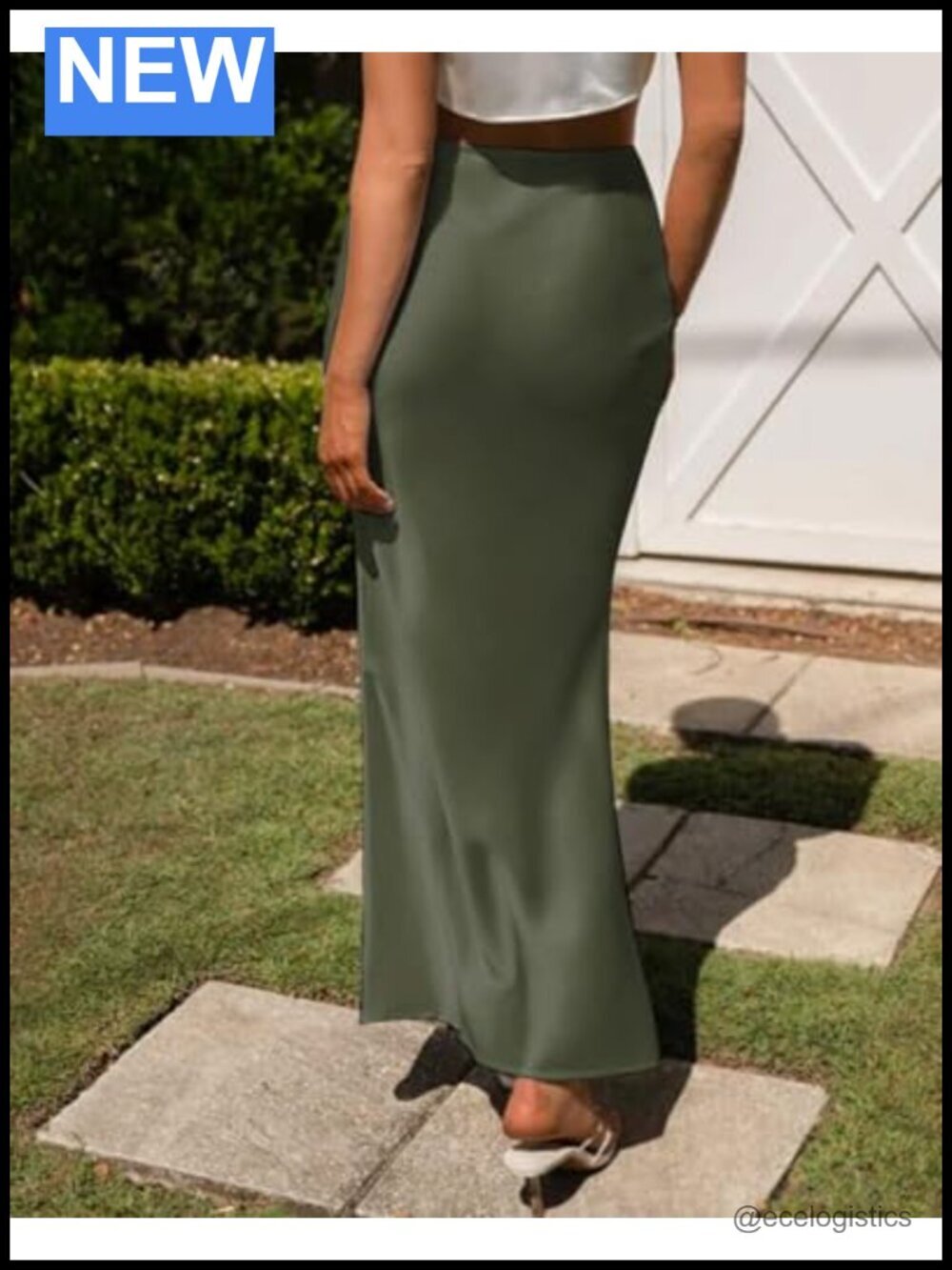 Women's Satin High Waisted Maxi Skirt A-Line Silk Long Skirt Hidden Elastic - Picture 2 of 6